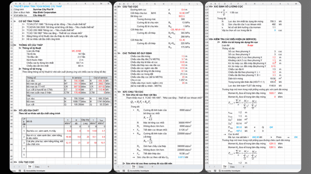 Bảng Tính Toán Móng Cẩu Tháp Cọc Khoan Nhồi (Kèm File Excel Chi Tiết)