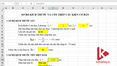 [Excel] Chọn sơ bộ tiết diện cột