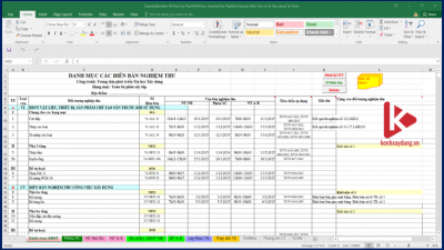 File mẫu Excel Bộ biên bản nghiệm thu tự động
