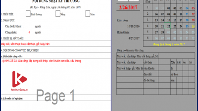 File Excel Nhật ký thi công tự động